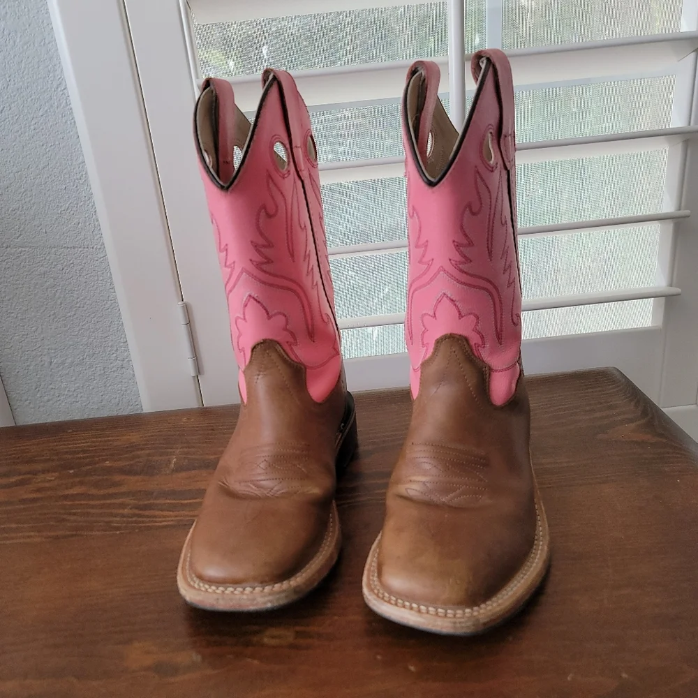 Old West Little Girl's Pink Cowgirl Boots Sz 1